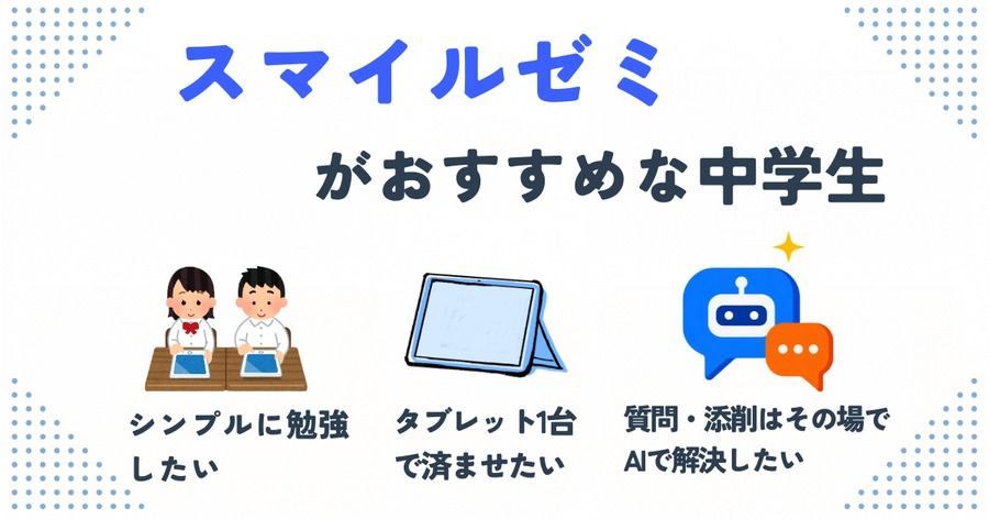 スマイルゼミがおすすめな中学生の3つの特徴